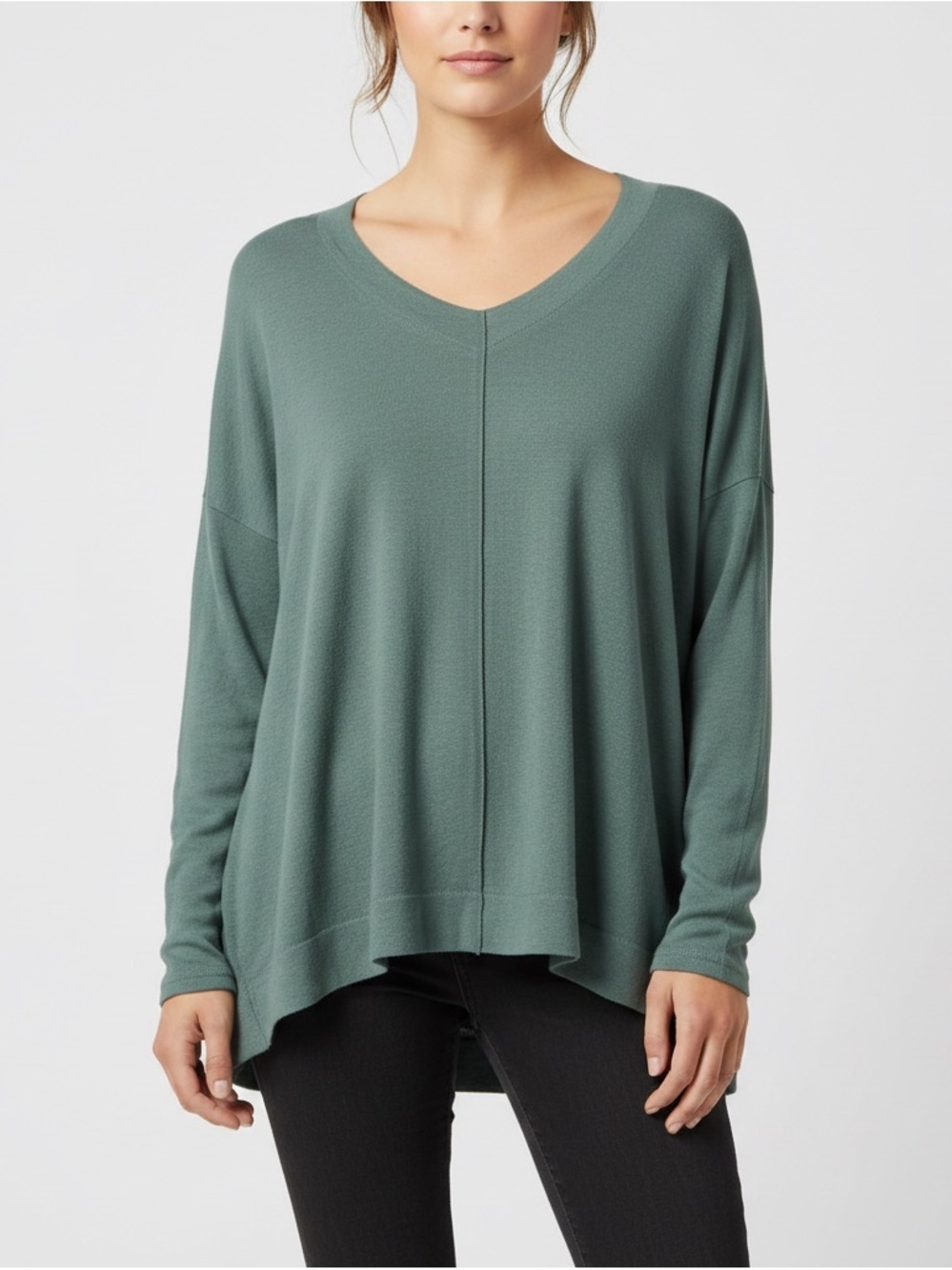 SHE + SKY NWT V-Neck Oversized Long Sleeve Sweater Sage Green Size M
